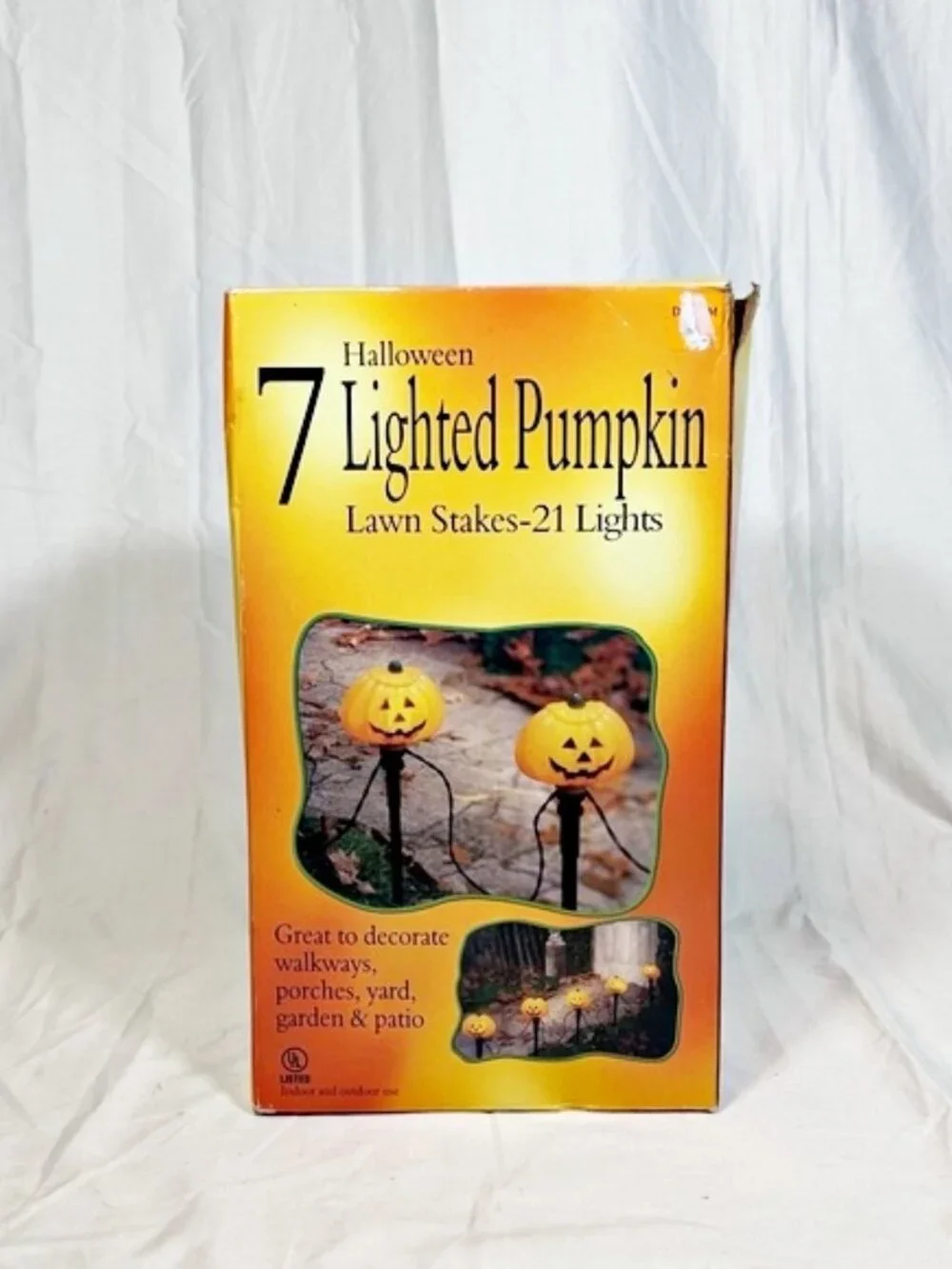 Vintage 90s set of 7 Halloween Jack-O-Lantern Pumpkin Yard Stakes Pathway Lights